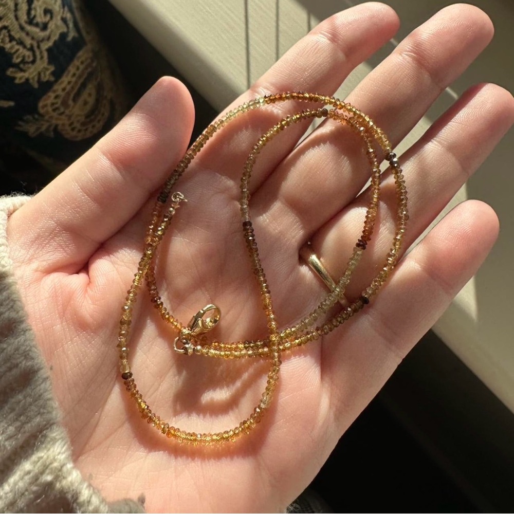 Solid gold findings tourmaline bead necklace